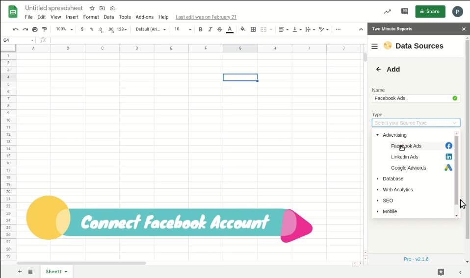 How to get Facebook Ads data in Google Sheets GoX.AI